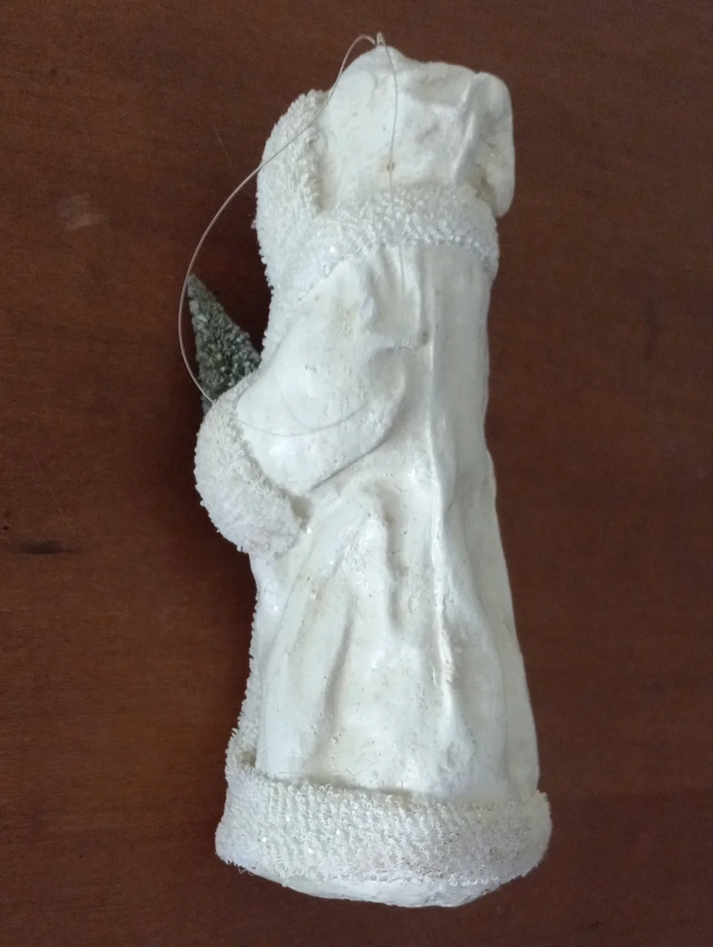 Vintage White Sugar Glitter Santa Claus Ornament Bottle Brush Tree Belsnickle